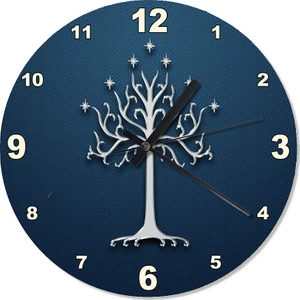 Ağaçlı  Yüzüklerin Efendisi Sembolü Özel Tasarım Duvar Saati  30 X 30 Cm