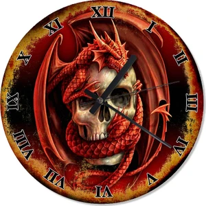 Ejderhalı Kuru Kafa Duvar Saati  30 X 30 Cm