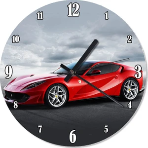 Tablomega Kırmızı Ferrari 812 Özel Tasarım Duvar Saati  30 X 30 Cm
