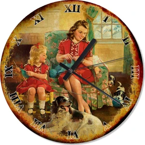 Retro Ören Bayanlar Duvar Saati  30 X 30 Cm