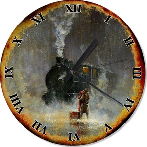 Kara Tren Ve Aşk Desenli Duvar Saati 30 X 30 Cm