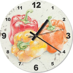 Renkli Dolmalık Biber Baskılı Duvar Saati 30 X 30 Cm