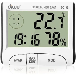 DC102 İç Mekan Termometre Nem Ölçer Saat