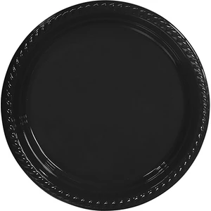 PartiBulutu Siyah Plastik Tabak 22 cm 10'lu