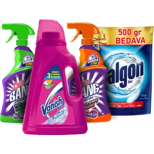 Leke Çıkarıcı Deterjan 3000 ml + Cillit Bang Set Yağ Sökücü Sprey 750 ml + Cillit Bang Kireç Sökücü Sprey 750 ml + Calgon Kireç Önleyici 1500 g