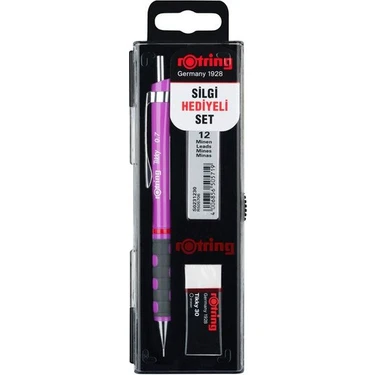 Rotring Tikky Okul Seti 0.7 mm Mor Versatil Kalem + Silgi +