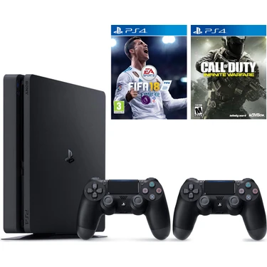 Sony Ps4 Slim 500Gb Oyun Konsolu + 2. Ps4 Kol + Ps4 Fifa 18 + Ps4 C.O.D. Infınıte Warfare (