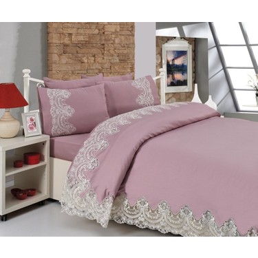 Evlen Home Ebrari Fransiz Danteli Nevresim Takimi Pudra Fiyati