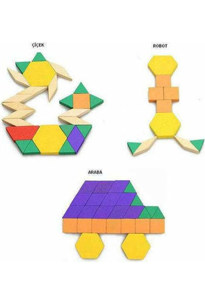 Trend 125 Parça Ahşap Eğitici Tangram Puzzle Blok Seti