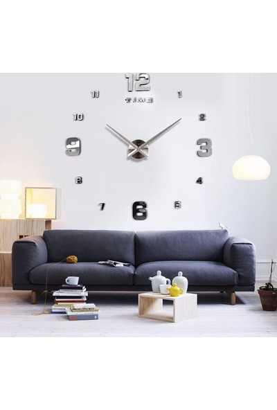 Diy Clock Büyük Boy 3D Dekoratif Duvar Saati