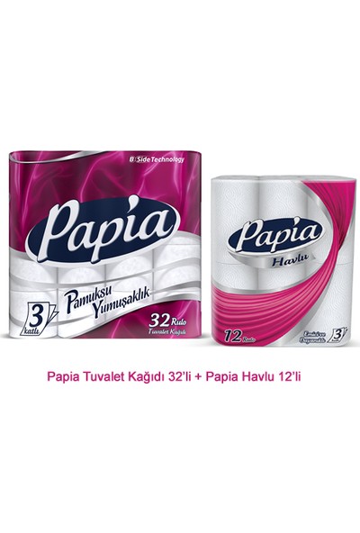 Papia Bs Tuvalet Kagıdı 32'li + Papia Havlu 12'li