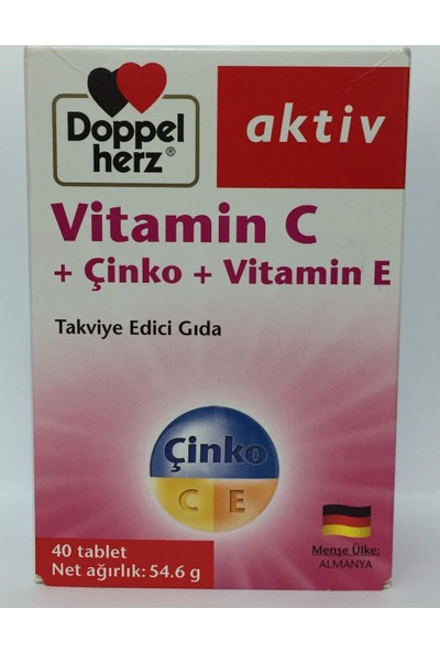 Doppelherz Aktiv Vitamin C+ Çinko+ Vitamin E 40 Tablet