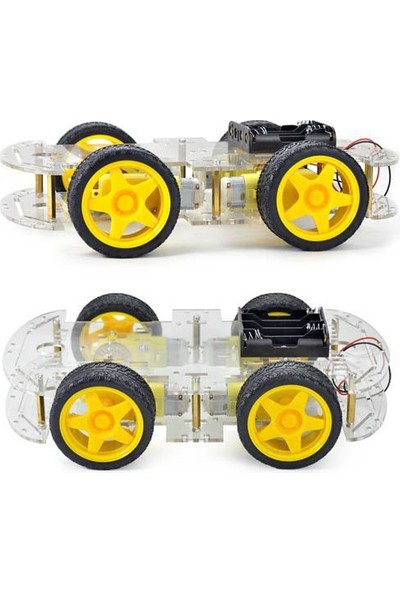 Robotzade 4WD Çok Amaçlı Mobil Robot Platformu - Şeffaf
