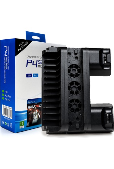 Playaks Ps4 Pro,Slim,Controller Multi Çift Şarj Ve Soğutma Fanı Dikey Stand Ps4,Pro,Slim Şarj Standı