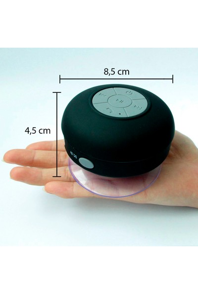 Su Geçirmez Mini Bluetooth Duş Hoparlörü (Siyah)
