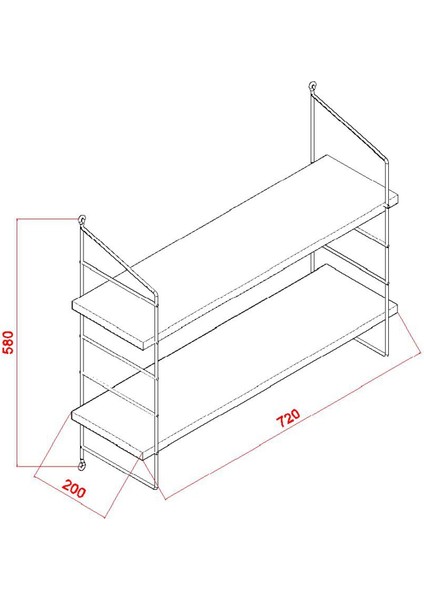 Armoni Raf ve Kitaplık Seti 2 Raflı 200*720 Ceviz fiyatları