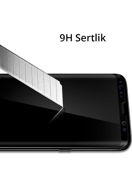 Samsung Galaxy S8 Plus Cam Ekran Koruyucu Tam Kaplayan GLAS.tR Slim Full Cover Black - 571GL21778