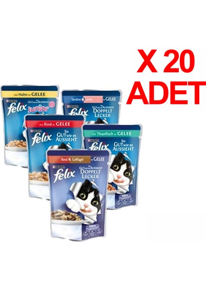 Karışık Paket Pouch Kedi Konservesi 20 X 85 gr