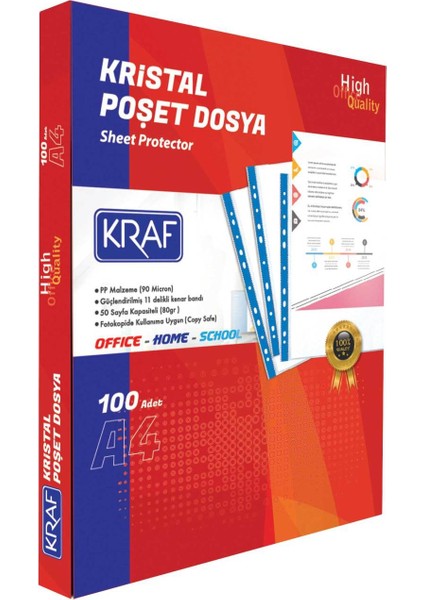 Poşet Dosya Kristal A4 100'lü Paket (1001)