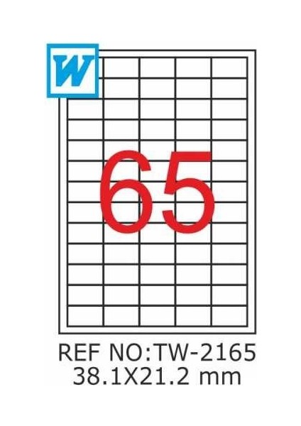 TW-2165 Lazer Etiket 38,1X21,2mm 6500 Adet Etiket