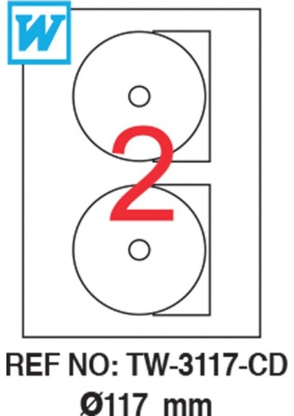 TW-3117 Lazer CD Etiketi 117mm 200 Adet Etiket