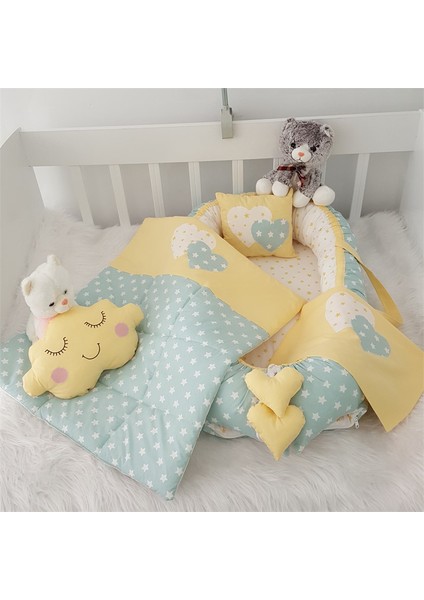 Jaju Baby Yeşil Yıldızlı 5 Parça Lüx   Babynest Set