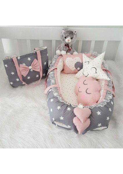 Jaju Baby Pudra Yıldız Çanta ve Babynest 5 Parça Set