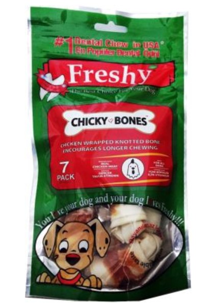 Chiky Bones Kurutulmuş Tavuk Eti Kaplı Düğüm Kemikler 6.5 cm 7 adet