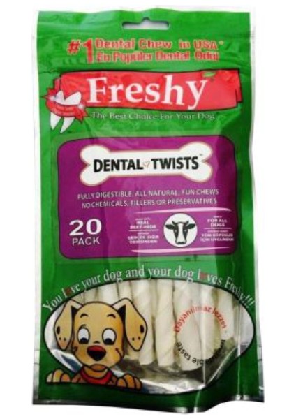 Dental Twist Burgulu Köepk Çiğneme Çubuk 13 cm 20 adet
