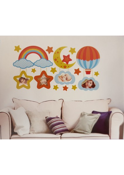 Renkli Gökyüzü Fotoğraf Çerçeveli 3D Eva Duvar Stickerı Wall Sticker Frame