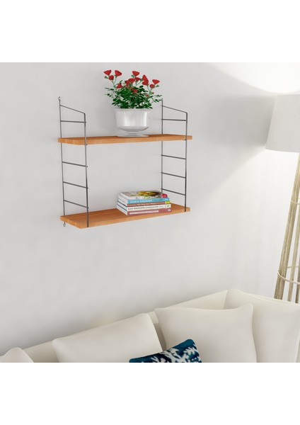 Armoni Raf ve Kitaplık Seti 2 Raflı 200*720 Ceviz
