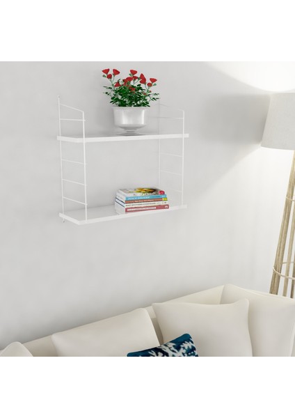 Armoni Raf ve Kitaplık Seti 2 Raflı 200X720 Beyaz-Parlak Beyaz