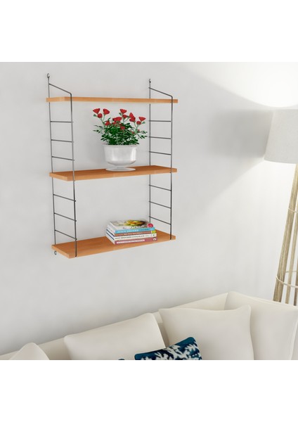 Armoni Raf ve Kitaplık Seti 3 Raflı 200*720 Ceviz
