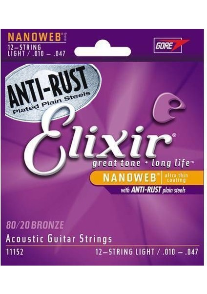 11152 Nanoweb 80/20 Bronze 12 Telli Akustik Gitar Teli (10-47)