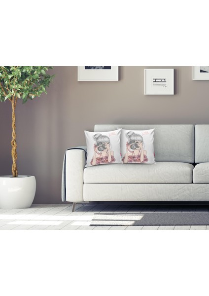 Fashion Girl Dijital Baskılı Modern Yastık Kırlent Kılıfı modelleri