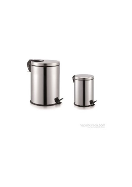 Paslanmaz Çöp Kovası Seti Pedallı 12+3 LT -BB1089