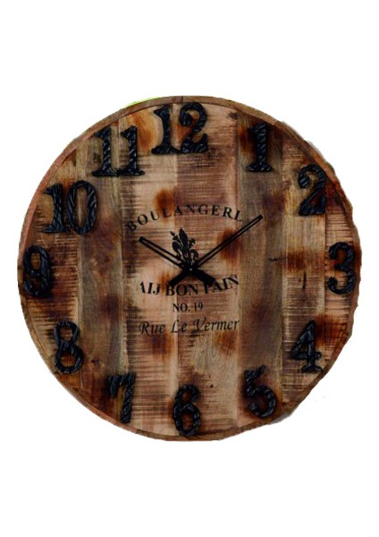 Ahşap Dekoratif Yuvarlak Duvar Saati 50X50