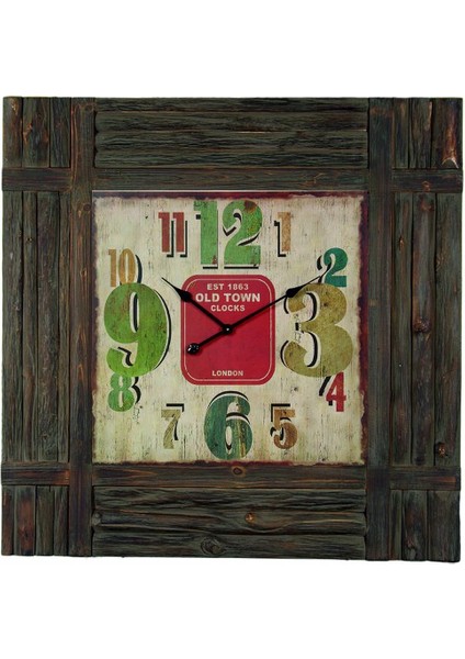 Ahşap Dekoratif Kare Duvar Saati 50X50