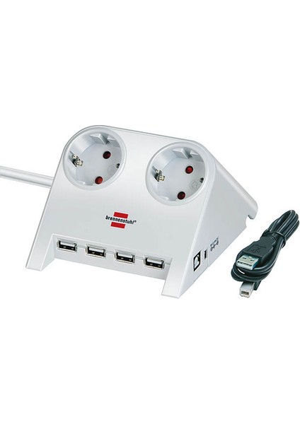 5V USB-Hub 2.0 2'li Uzatma Priz Beyaz