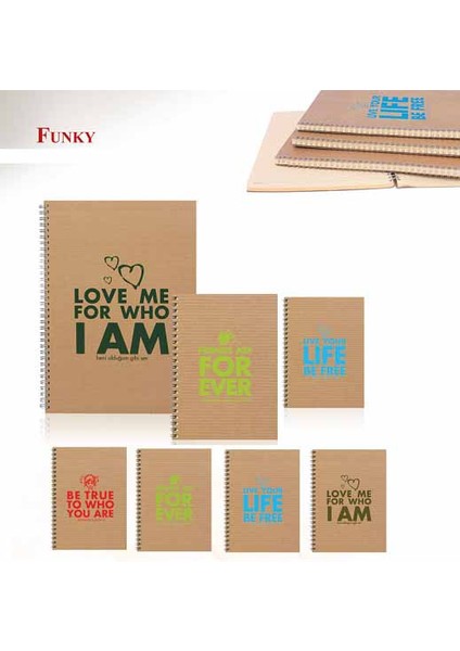 16,5x22,5 cm 100 Yp.Kareli Funky Sert Kapak Defter