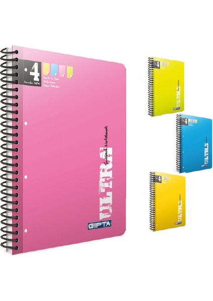 Ultra Spiralli Pres. Kap. Konulu Defter A4 120 Yaprak Kareli