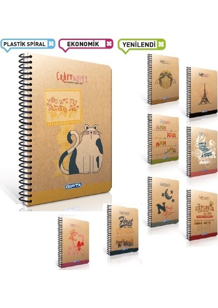 Craft Notes Spiralli Sert Kapak Defter 17x24 100 Yaprak Çizgili