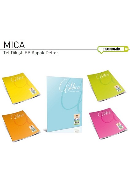 Mica Tel Dikişli Plastik Kapak Defter A5 100 Yaprak Kareli