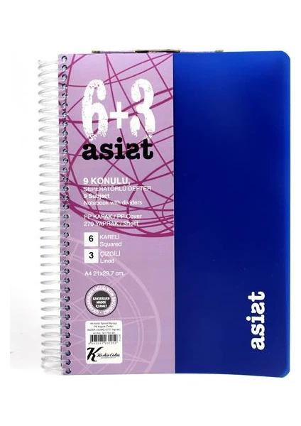 Keskin Color A4 270 Yaprak 6+3 Ayraçlı Plastik Kapak Asist Defter