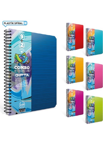 Combo Seperatörlü Spiralli Plastik Kapak A4 180Yaprak 6+2 Defter