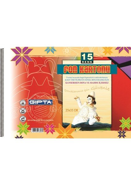Spiralli Fon Kartonu 15 Renk 25x35 cm (Defter Şeklinde)