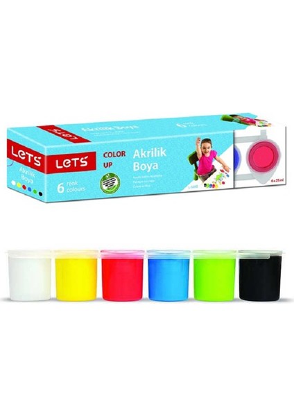 Lets 6 Renk Akrilik Boya Şişede 6x25 ml.