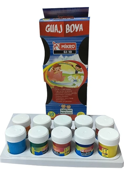 GJ-10 Guaj Boya 10 Renk 15 ml. Plastik Şişede