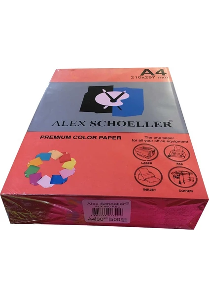 Alex Schoeller A4 Fotokopi Kağıdı 500 lü Kırmızı 650