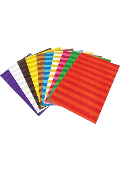 50x70 cm Çizgi Desenli Simli Kağıt 10 Renk 10 Adet
